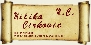 Milika Ćirković vizit kartica